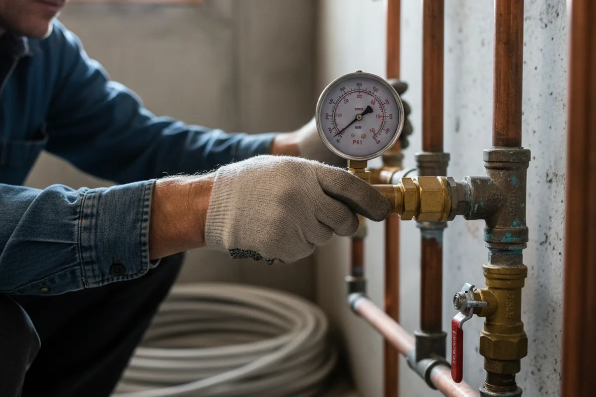 Pressure testing a repaired line during Water Line Repair in Bellvue